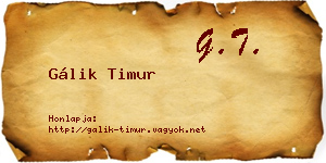 Gálik Timur névjegykártya